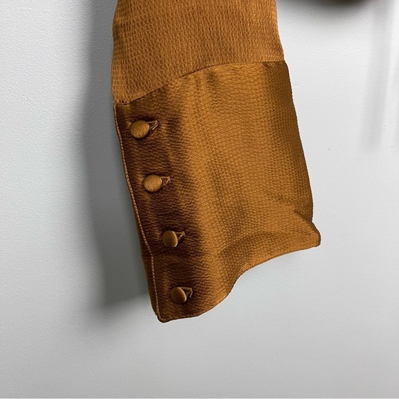 Free People Aurora Satin Blouse Tiger Eye - Picture 5 of 10